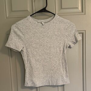 SKIMS Light Gray Ribbed Short Sleeve Crew Tee